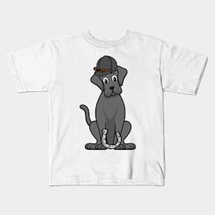 Funny big dog is ready to ride a horse Kids T-Shirt